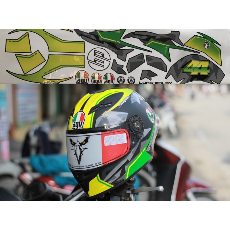 TEM DECAL dán mũ bảo hiểm fullface trùm đầu AGV Shoei HJC