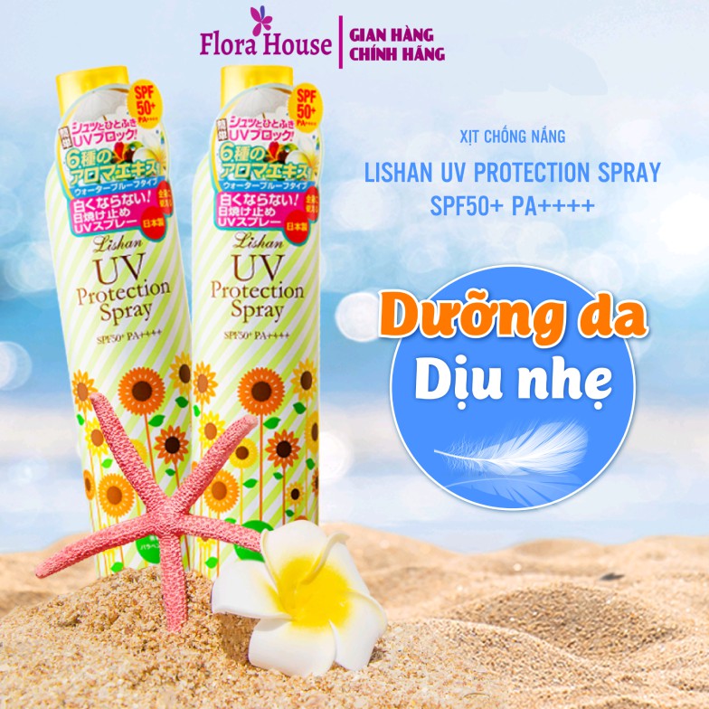 (Chuẩn Aut) Xịt Khoáng Chống Nắng Lishan UV Protection Spray Nhật Bản SPF 50+ PA++++ 230g