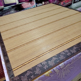 Chiếu trúc tăm vân gỗ in gấu lót lụa điều hoà mát lạnh