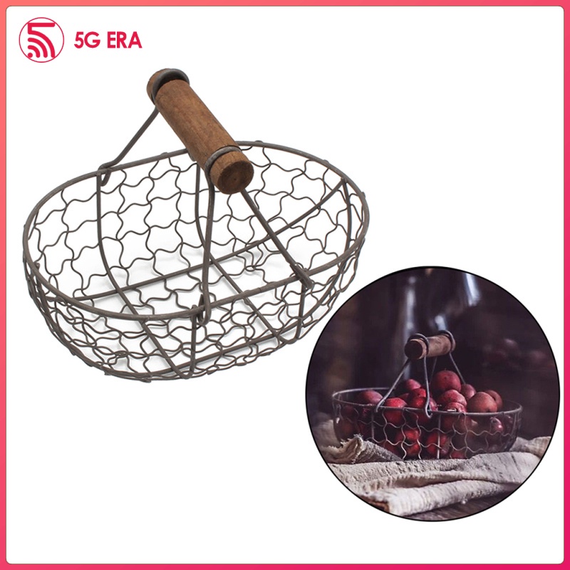 Giỏ sắt đựng bánh mì/trái cây có quai cầm cổ điển tiện dụng cho nhà bếp
