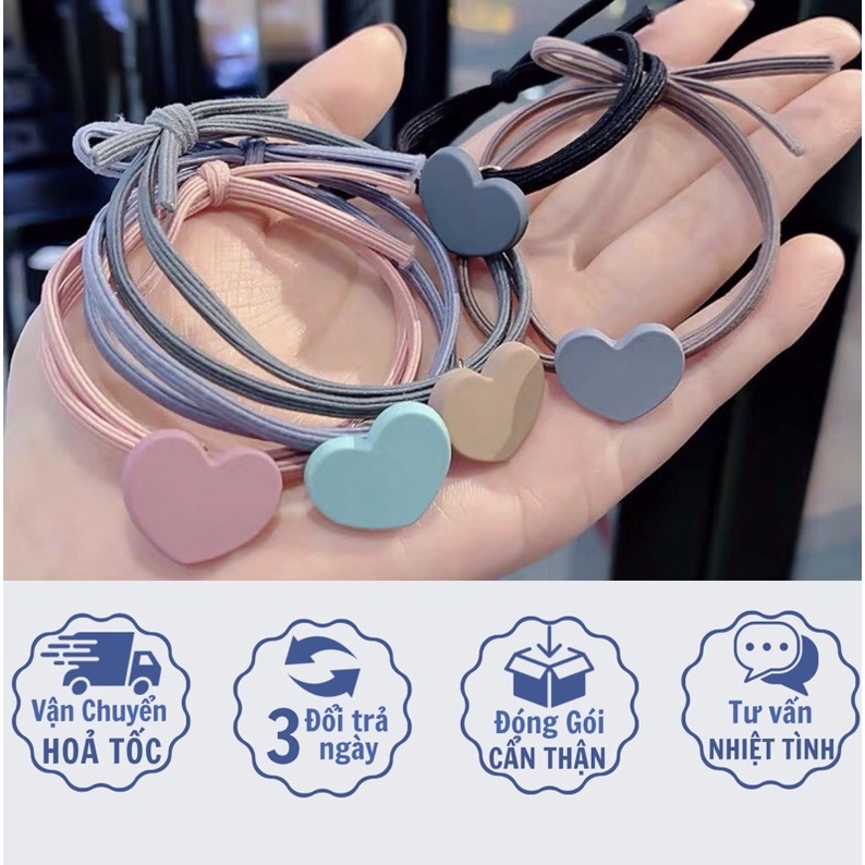 Dây thun buộc tóc Hàn Quốc hình trái tim xinh xắn cho nữ