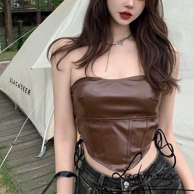 Áo Croptop Không Tay Hở Lưng Màu Trơn Thiết Kế Độc Đáo Thời Trang Cho Nữ