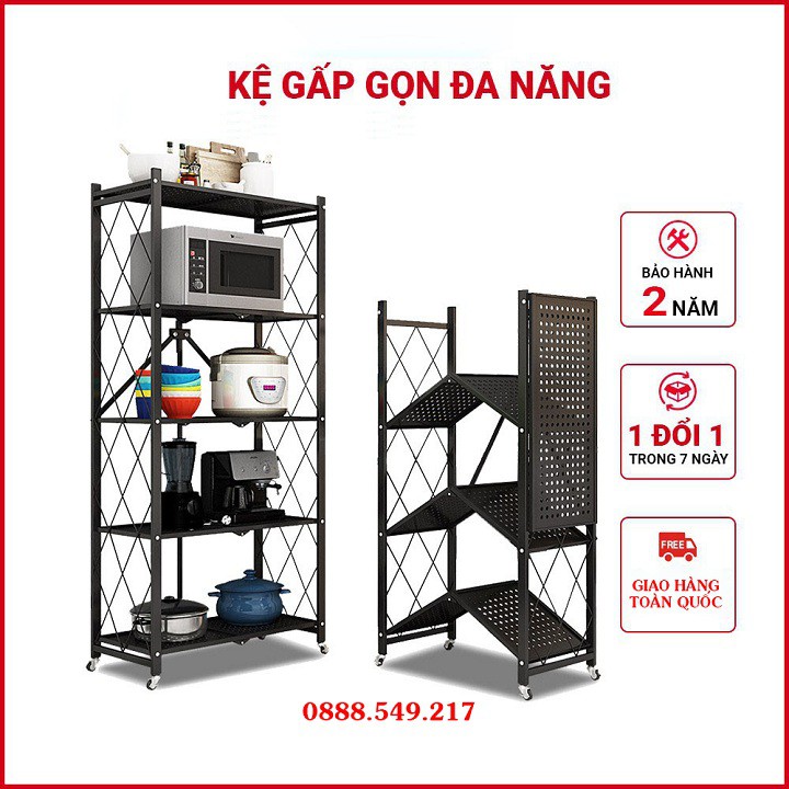 Kệ Gấp Để Đồ Đa Năng. Kệ Phòng Khách - Kệ Nhà Bếp Có Bánh Xe