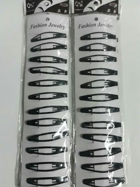 Vỉ 12 kẹp mái bầu trơn màu đen 5-6cm (6 cặp)