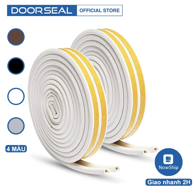 Ron Chữ D Dày 6mm Dán Khung Cửa Gỗ Tự Dính Cách Âm, Ngăn Bụi, Giảm Chấn Cuộn 6m - DOORSEAL™