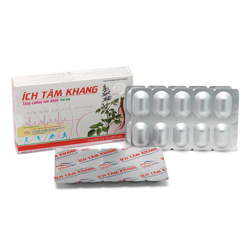 Ích tâm khang - Tăng cường sức khỏe tim mạch, huyết áp, tuần hoàn (Hộp 30 viên)