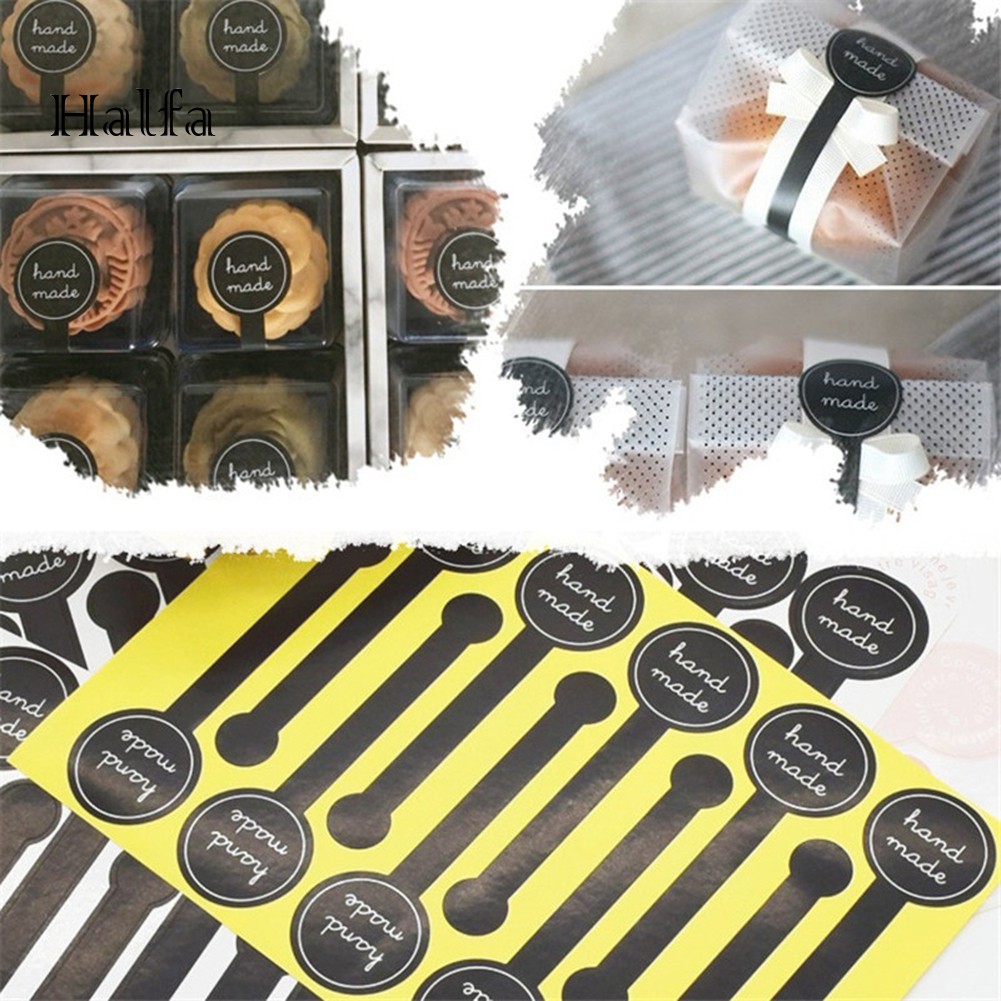 Cf❋ Set 200 Miếng Dán Trang Trí Túi Quà In Chữ Handmade Xinh Xắn