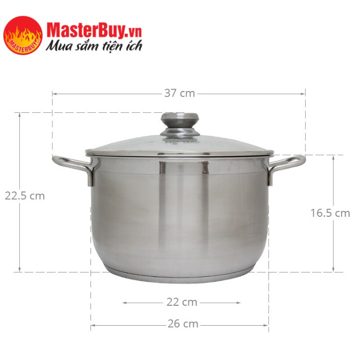 Nồi inox 3 đáy 26 cm Fivestar N26-3DG - N26-3DG