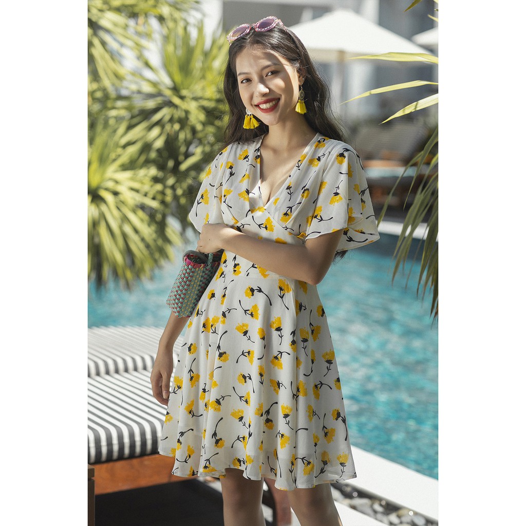 Đầm xòe ngắn tay xòe nhún ngực DEA0201- 20Again