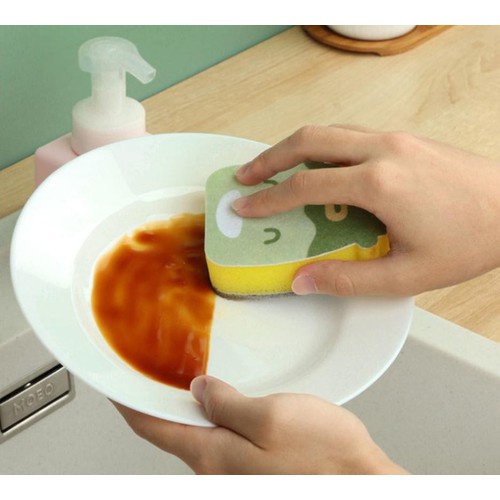 Miếng rửa chén tạo bọt chống xước hình thú (7,5x9cm)