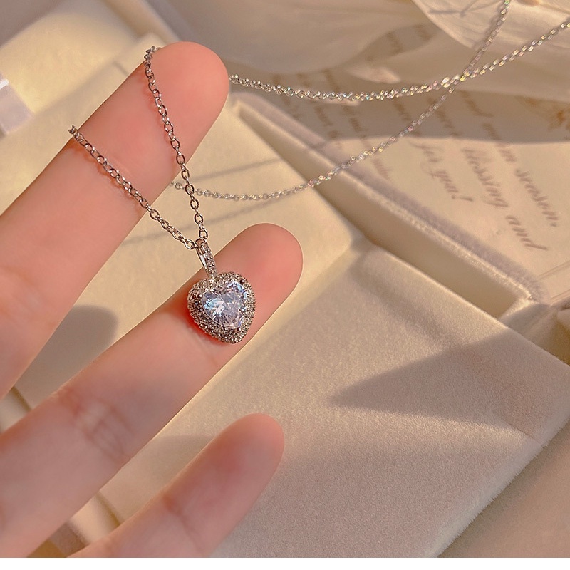 Vòng cổ khảm Zircon thời trang nữ hình trái tim