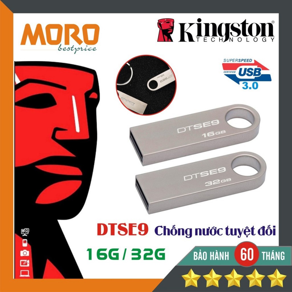 [HÀNG CHÍNH HÃNG] USB Kingston DTSE9 16G - 8G chống nước, chất liệu kim loại