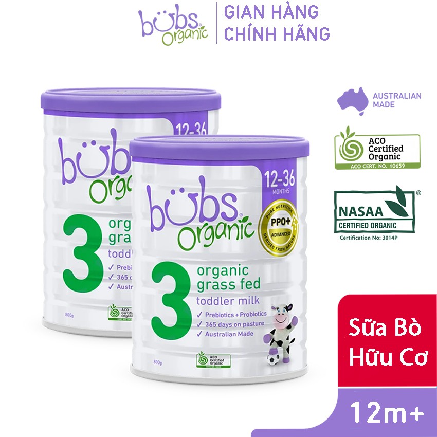 Combo 2 Sữa Bột Bò Hữu Cơ Bubs Organic Số 3 800gx2