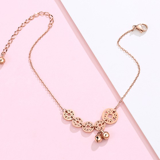 Lắc chân nữ titan đồng tiền và chuông lục lạc dễ thương style hàn quốc - namimi