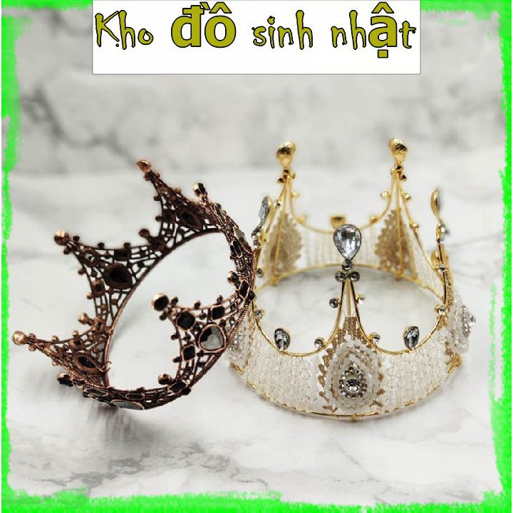 Vương miện Đá Trắng Nhựa trang trí bánh kem, vương miện trang trí bánh
