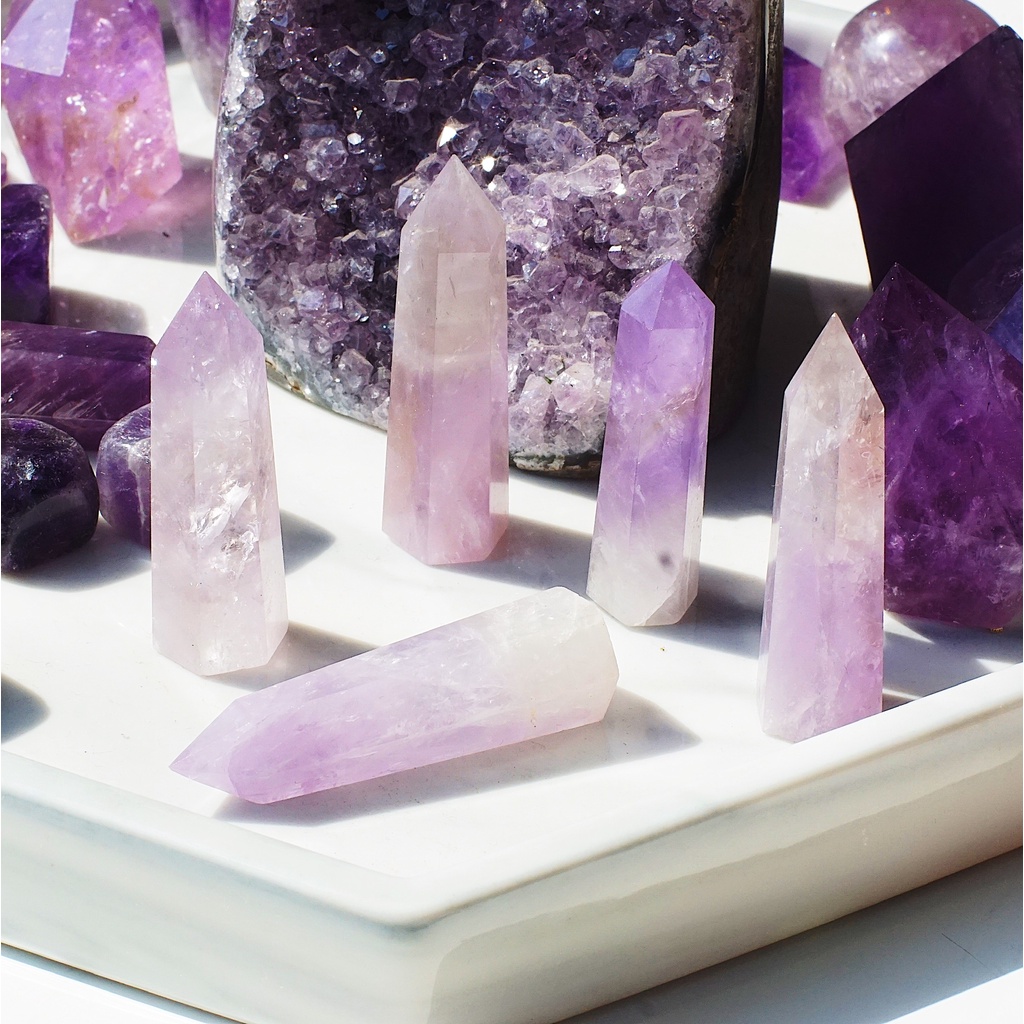 Trụ đá thanh tẩy tự nhiên 6cm màu tím An Gem