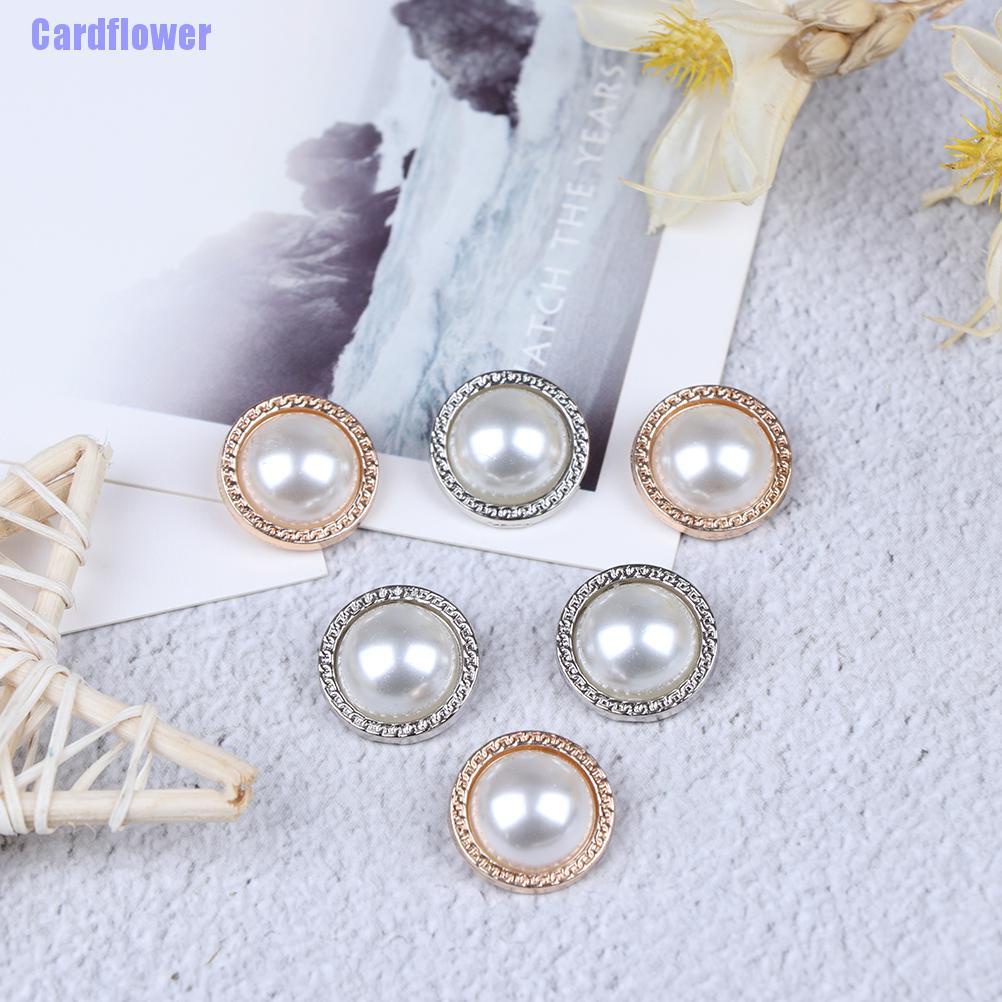 Bộ 10 Nút Kim Loại Với Ngọc Trai Trang Trí