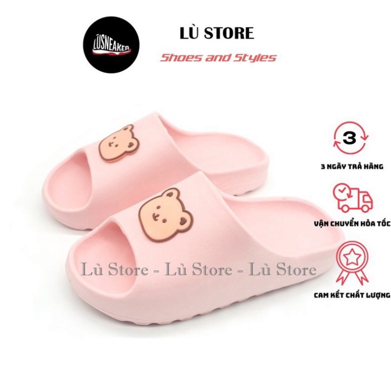 [Dép bánh mì]Dép quai ngang hình gấu dễ thương, 3 màu hồng, đen, kem, size từ 36-40