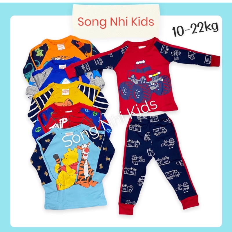BỘ BOZIP DÀI TAY THU ĐÔNG CHO BÉ 10-22KG (CHẤT VẢI CO GIÃN BO TAY BO CHÂN)