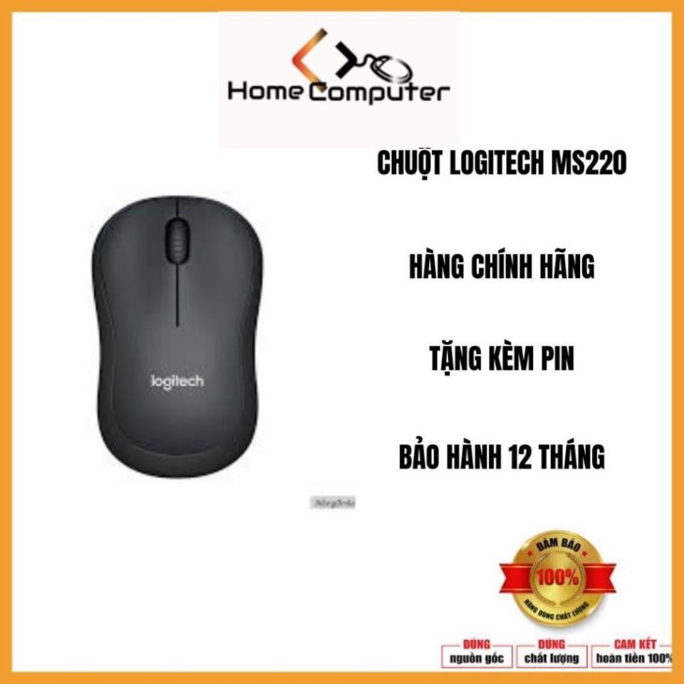 Chuột máy tính - Chuột không dây LOGITECH MS220 Silent giảm tiếng ồn.Hàng chính hãng tặng kèm pin AA