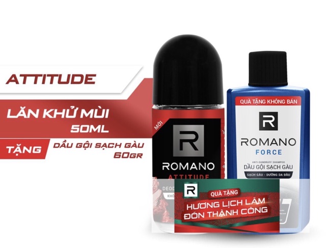 Lăn khử mùi Romano 50ml +Tặng kèm dầu gội hoặc sữa tắm Romano 60g