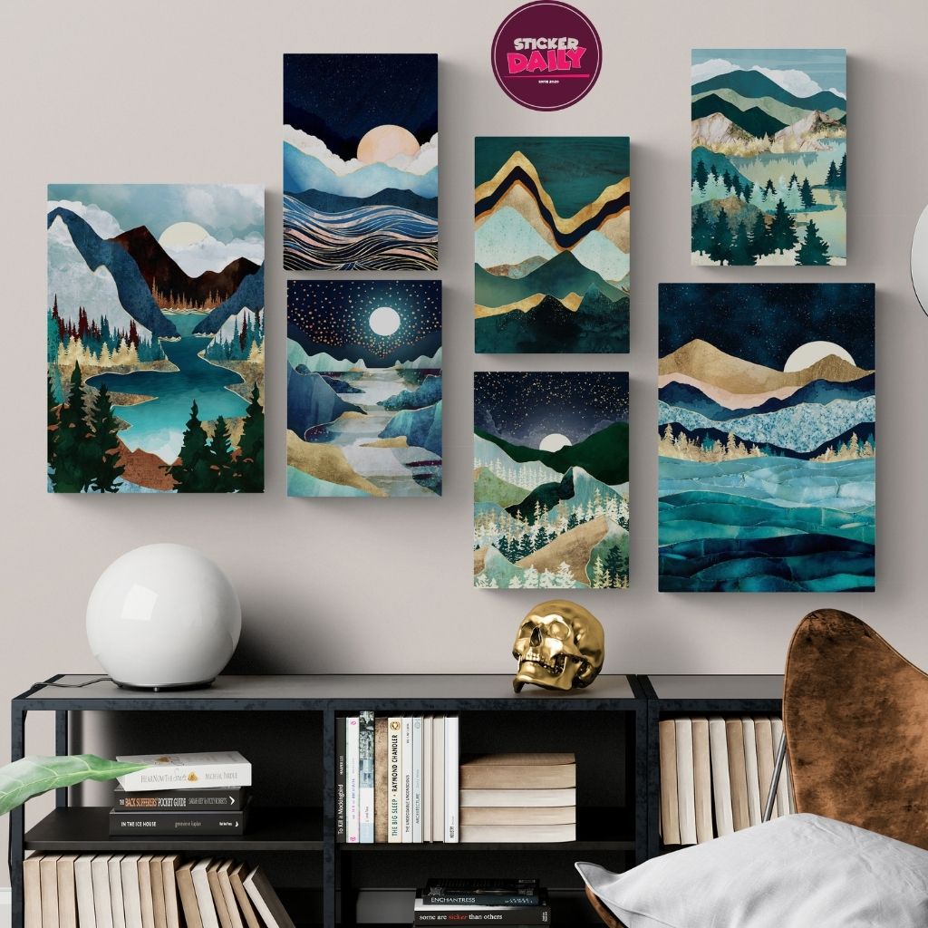 Bộ 7 tranh dán tường chất liệu Fomex, phong cảnh đơn giản cực đẹp, tranh decor có sẵn băng keo 2 mặt