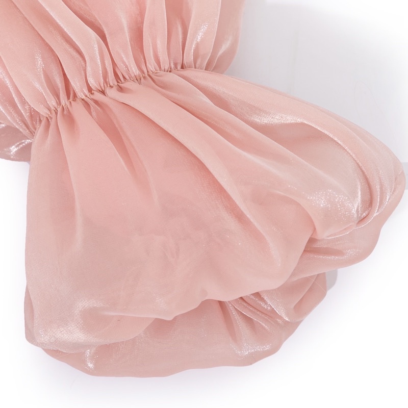 Áo crop trễ vai tơ bóng kính hồng tingoan BELLA OFF/PK