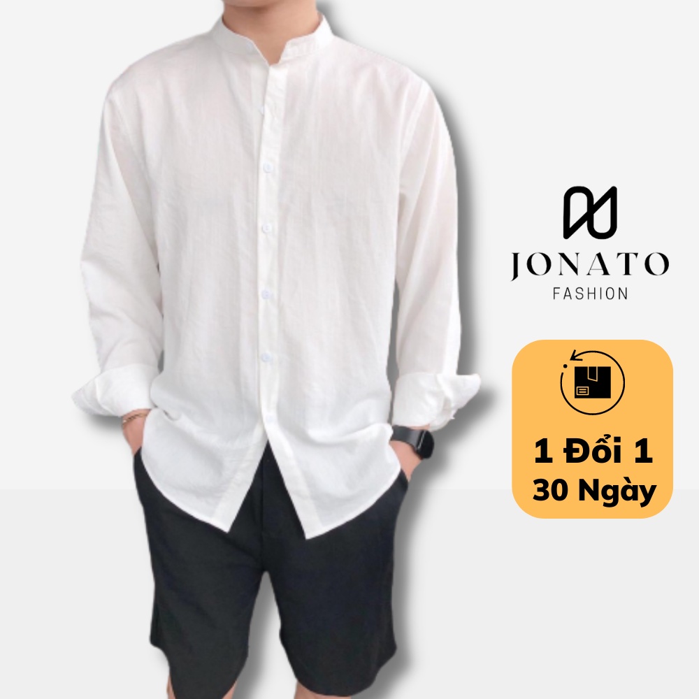 Áo sơ mi đũi JONATO, somi đũi nam cổ tàu kiểu dáng thời trang, trẻ trung năng động
