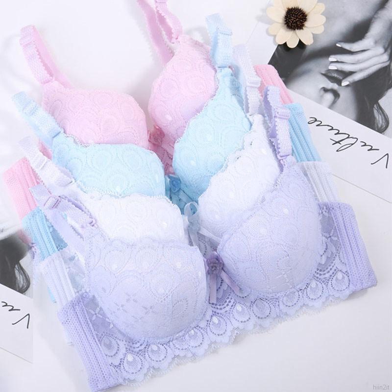 Áo ngực thêu ren đính nơ màu trơn dành cho cúp ngực 3/4