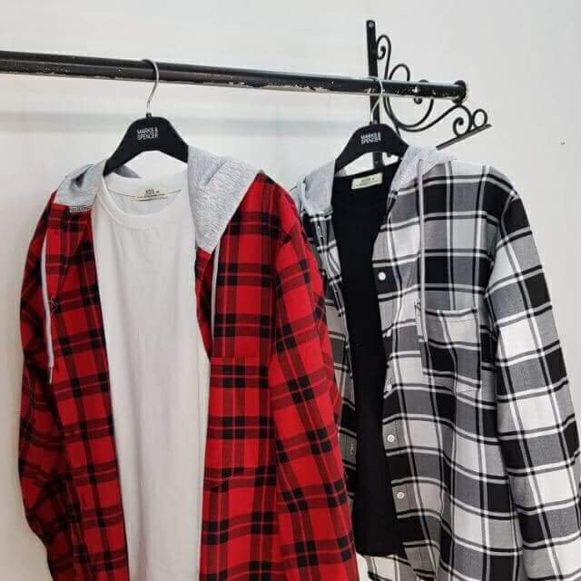 ÁO KHOÁC SƠMI UNISEX CAO CẤP SỌC CARO PHỐI NÓN +TẶNG KÈM LƯỠI TRAI CAO CẤP | BigBuy360 - bigbuy360.vn