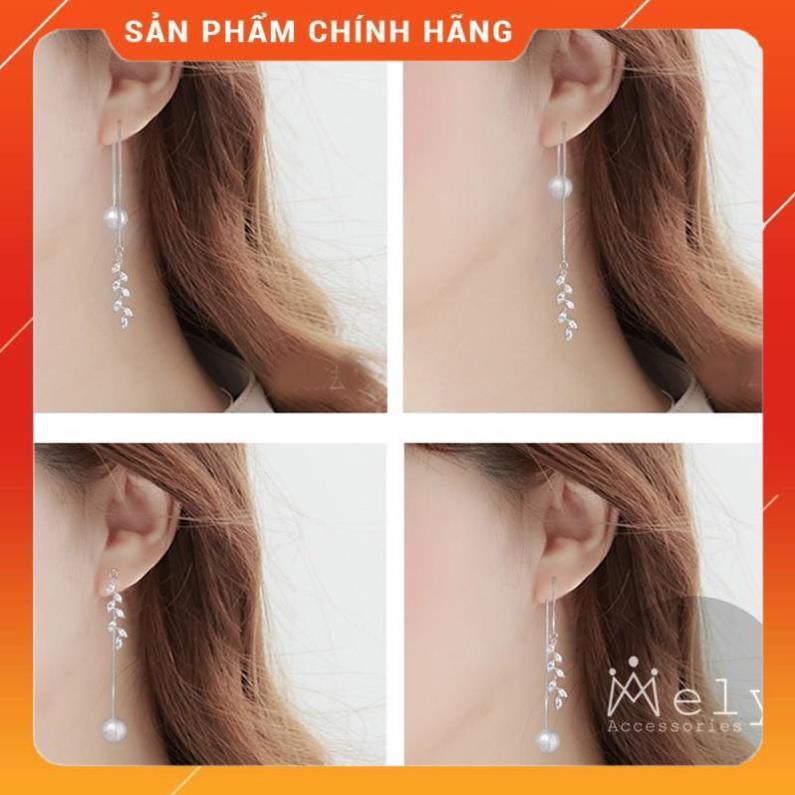 Hàng Thiết Kế Bông tai dáng dài sợi mảnh hạt ngọc hình ngôi sao hoa lá tròn - MELY 755