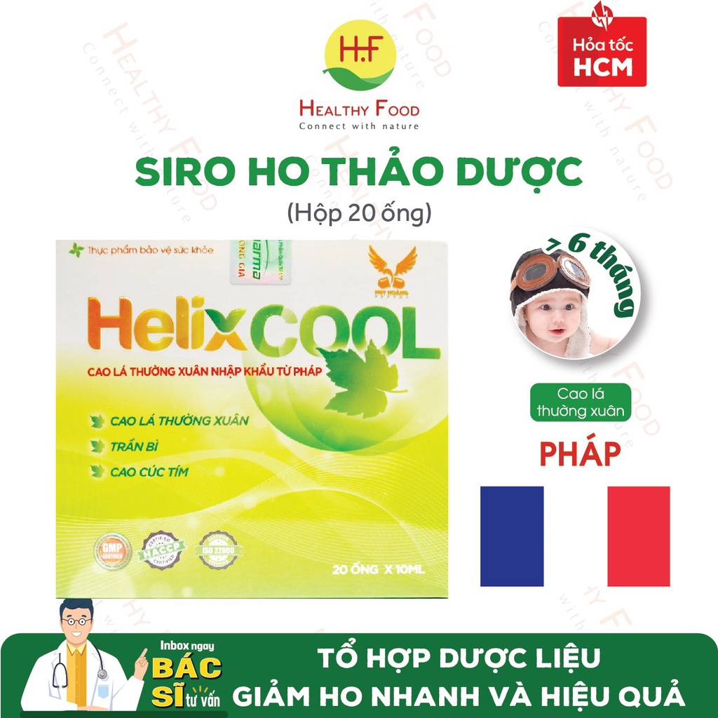 [Nguyên liệu nhập Pháp] Siro ống hỗ trợ giảm ho, sổ mũi Helix Cool (Hộp 20 ống x 10ml)