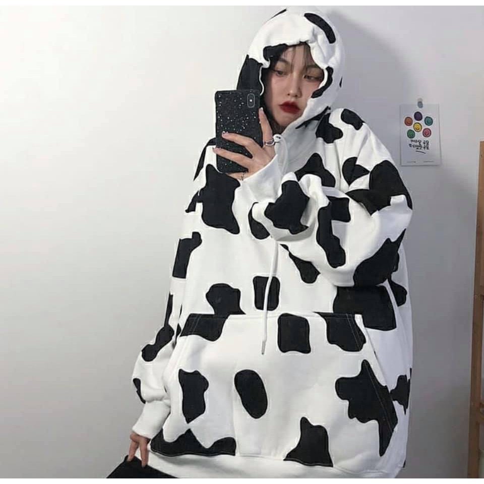 ⚡ MẪU HÓT ⚡ Áo Hoodies Tay Dài Hoạ Tiết Bò Sữa Phong Cách Hàn Quốc, Áo Khoác Hoodie Unisex Bò Sữa Form Rộng Siêu Cute | WebRaoVat - webraovat.net.vn