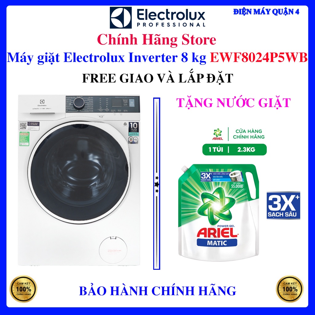 Máy giặt Electrolux Inverter 8 kg EWF8024P5WB