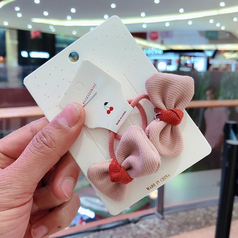 Set 2 Dây Buộc Tóc Đính Nơ Dễ Thương Cho Bé Gái