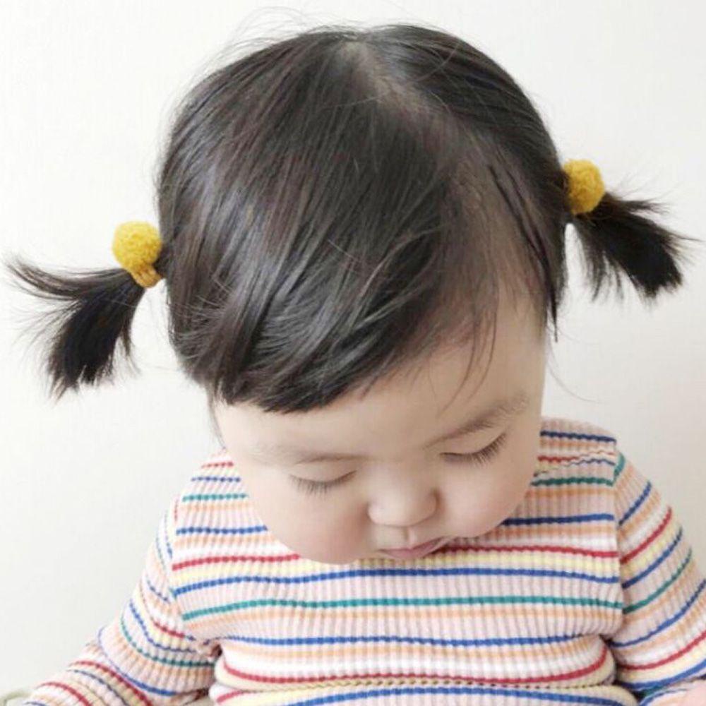 Set 10 Dây Cột Tóc Cao Su Co Giãn Đính Bóng Lông Sang Trọng Cho Bé Gái