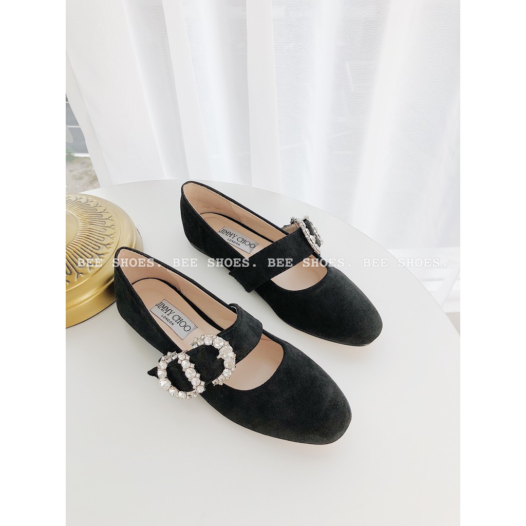 BEESHOES - GIÀY BÚP BÊ  CHẤT DA LỘN SIÊU ÊM SIÊU MỀM- GIẦY BÚP BÊ NỮ CHẤT NHUNG MŨI TRÒN QUAI NGANG ĐEN 8070