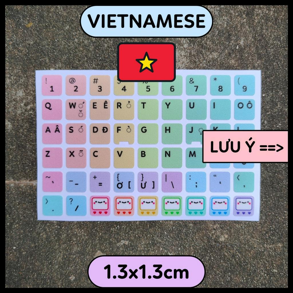 1.3cm VIETNAMESE Miếng dán bàn phím tiếng Việt kiểu gõ Telex sticker keyboard máy tính laptop