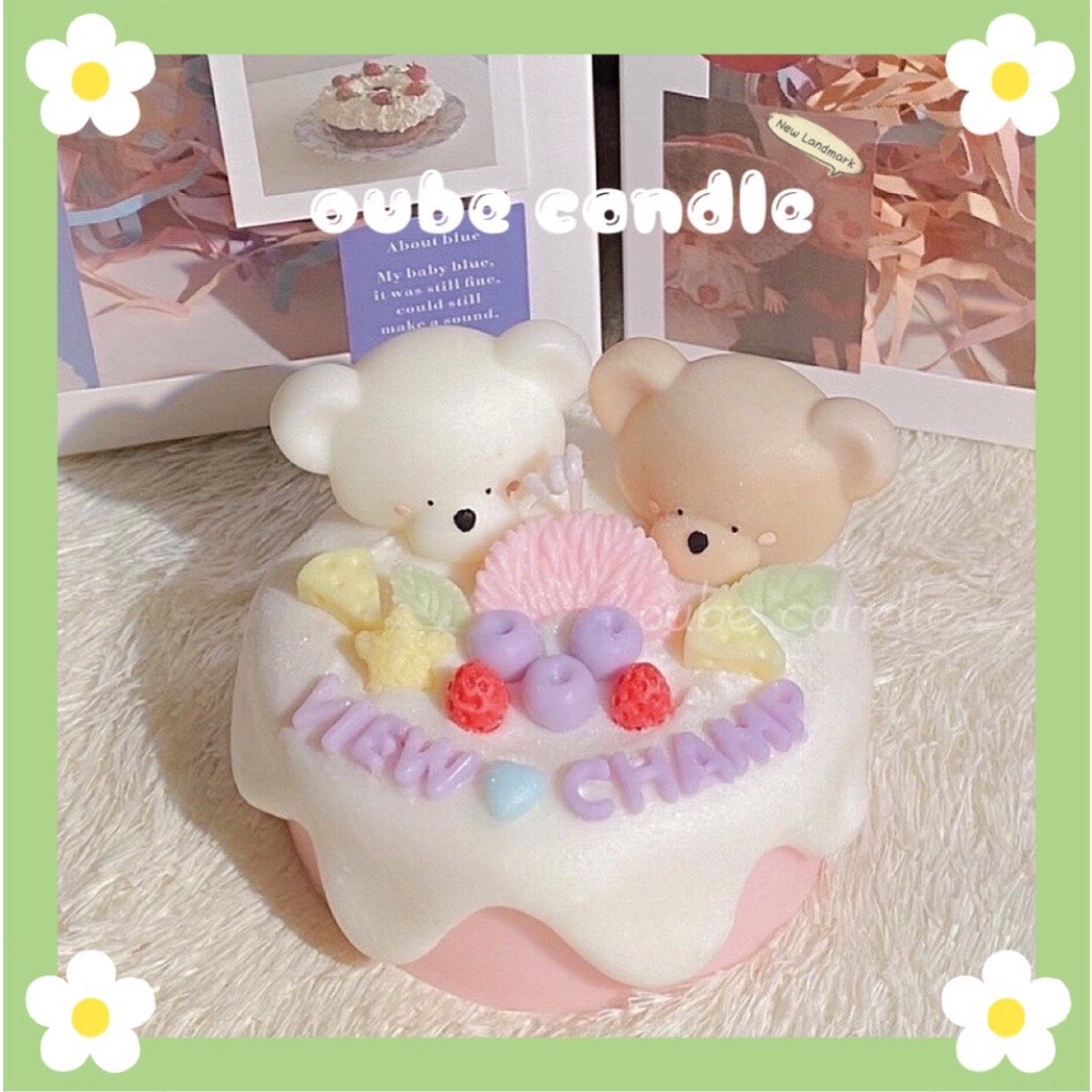 Nến Thơm Tinh Dầu Cao Cấp Decor Làm Quà Tặng Hình Bánh Kem Bé Teddy Nhiều Mẫu Hương Tự Chọn | Oube Candle NT98