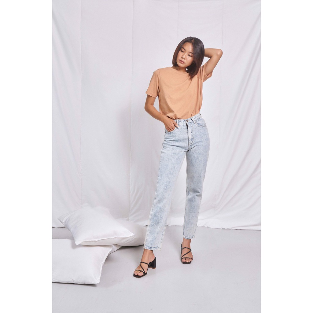 LIBÉ - Quần jeans form ôm màu xanh nhạt