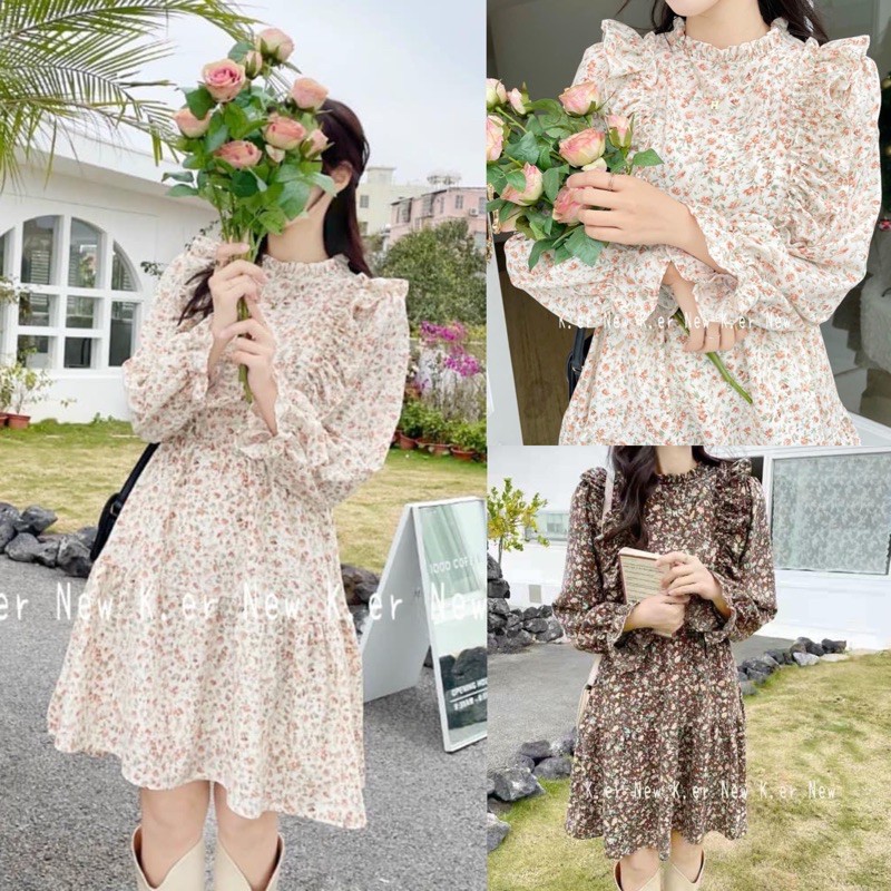  Váy hoa nhí vintage bèo xinh 2 màu mới về siêu hot (hàng sẵn)