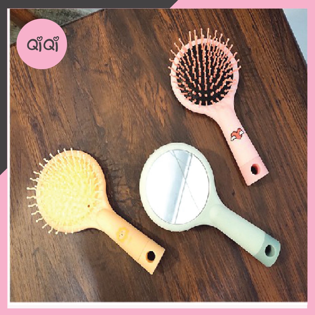 Lược chải tóc giả cute có gương đằng sau-Lược chải tóc giả suôn mượt