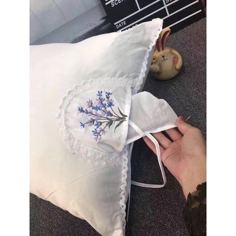 Gối đầu giường lông vũ nhân tạo thơm hương lavender bông gòn êm mềm hàng VN chất lượng cao MiibooShi D1.106.1