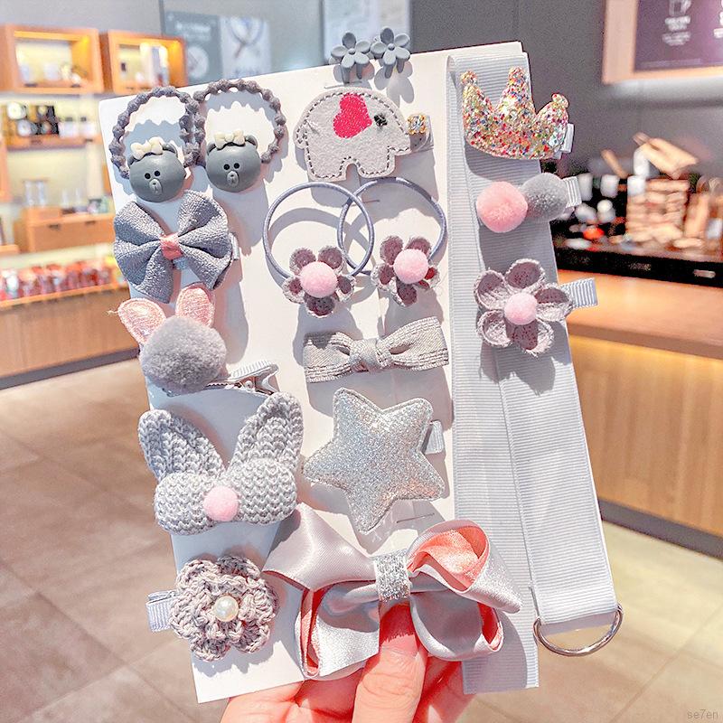 Set 18 Kẹp Nơ Dễ Thương Cho Bé Gái 1-4 Tuổi Se7En