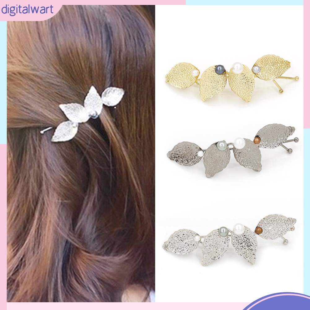 Trâm Cài Tóc Hình Chiếc Lá Đính Ngọc Trai Nhân Tạo Sang Trọng Dành Cho Nữ