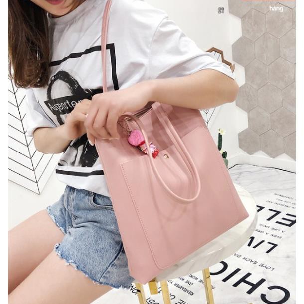 Túi tote da trơn đeo vai vừa A4 - P003