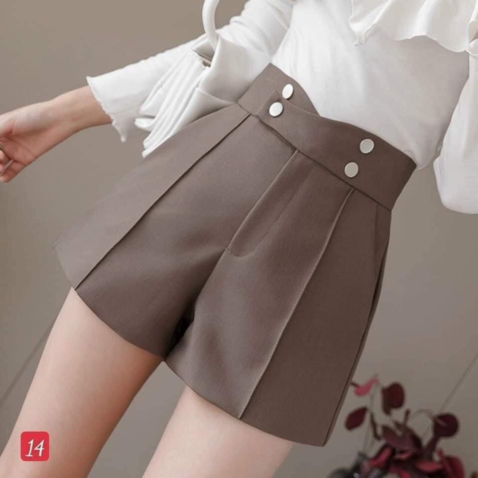 💃Quần Short Nữ 4 Khuy Cạp Cao Chất Tuyết Mưa Lưng Thun Co Dãn Nhiều Màu