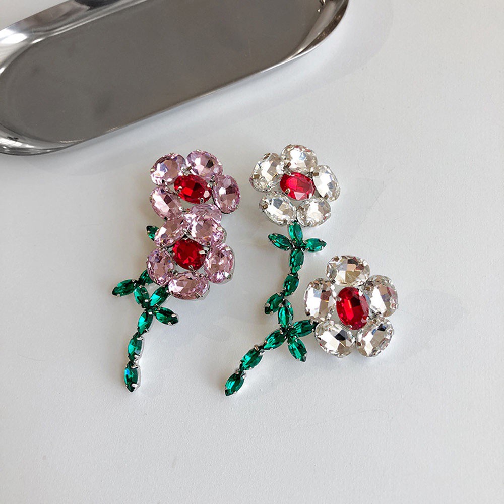 Bông tai xỏ lỗ hình hoa nhiều màu dễ thương cổ điển cho nữ