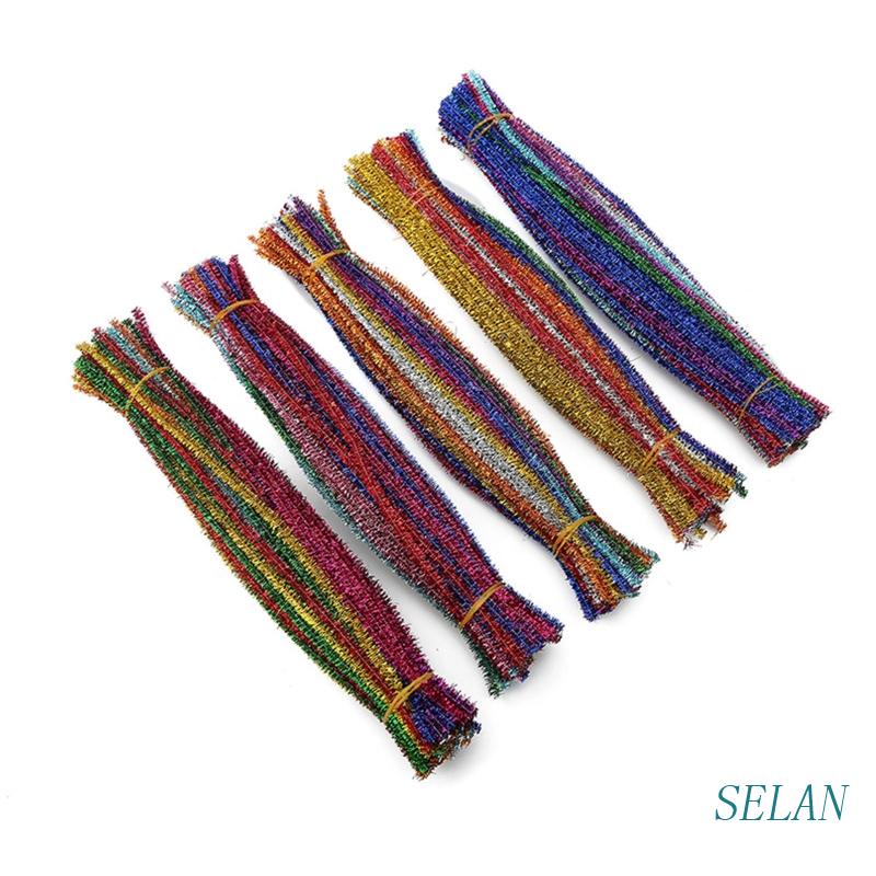 Set 100 Viên Sợi Chenille Lấp Lánh Màu Sắc Ngẫu Nhiên Dùng Làm Đồ Thủ Công DIY