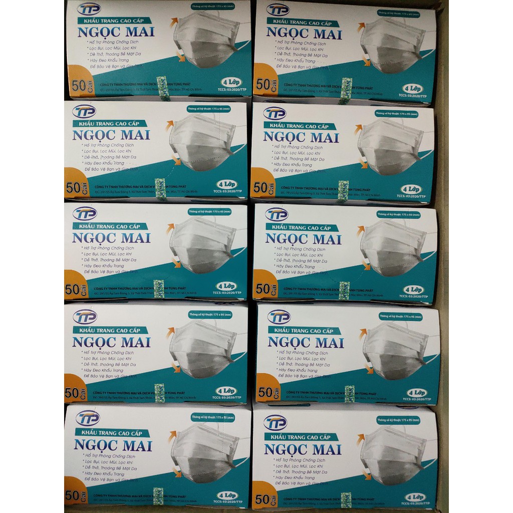 combo 10 Hộp Khẩu Trang Y Tế Chất Lượng Cao 4 Lớp Ngọc Mai Màu Xám, Trắng, Xanh, Đen, Hồng  (50 Cái/hộp) | BigBuy360 - bigbuy360.vn